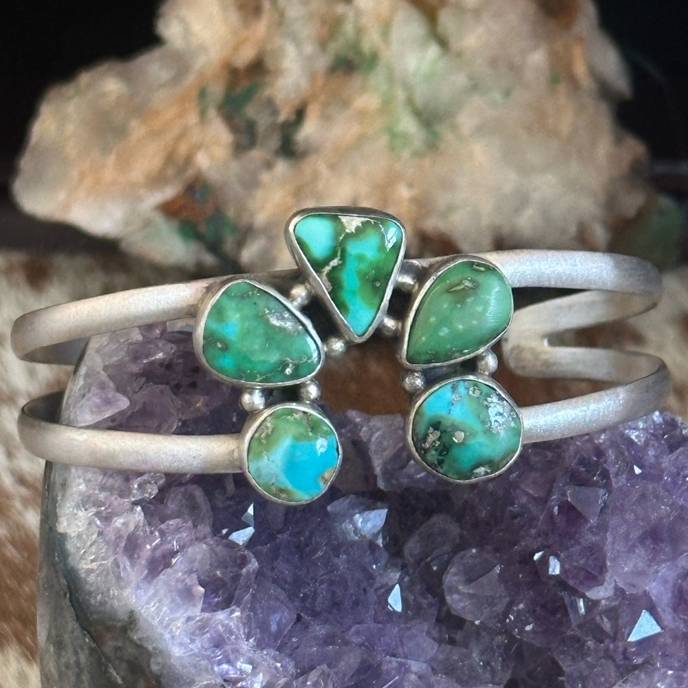 Sonoran Gold Turquoise Naja Southwestern Sterling Silver Cuff - Picture 6 of 6